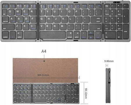 Składana klawiatura DE-FK089 z klawiaturą numeryczną dark grey