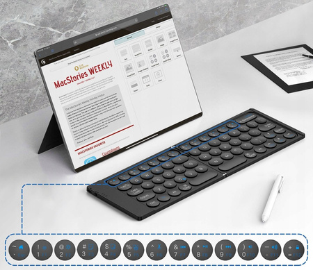 Klawiatura nożycowa składana bezprzewodowa Bluetooth QWERTY ultra slim Grey