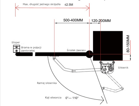 Zestaw napęd do bramy dwuskrzydłowej DB400 5m 500kg 2xPilot
