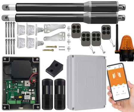 Zestaw do bramy dwuskrzydłowej DE200 2x2m 300kg WiFI Fotokomórka 4xPilot