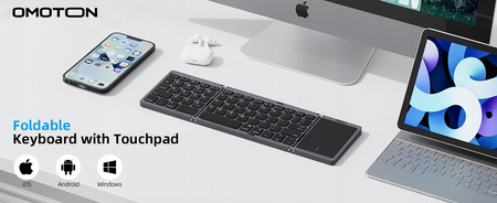 Klawiatura składana bezprzewodowa Bluetooth TouchPad QWERTY DARK GREY