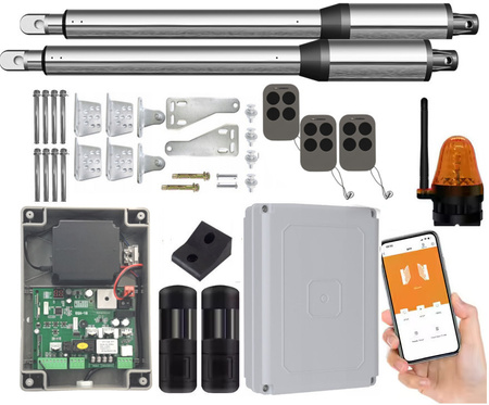 Napęd do bramy dwuskrzydłowej DELMAR DE250 2x2,5m 400kg Wi-FI Fotokomórka 3xPilot