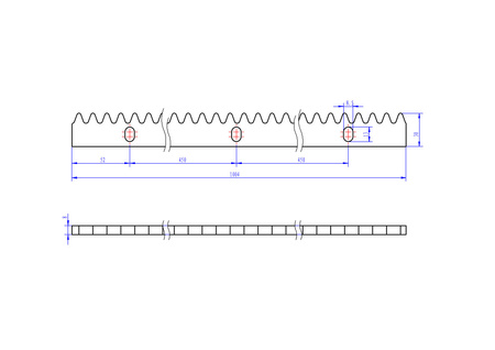 Listwa zębata metalowa M4 do napędów przesuwnych 8x30x1000mm CT-02