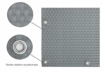 Osłona Balkonowa Mata Technorattan szary oczkowana na wymiar + opaski