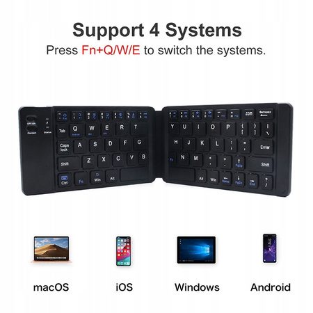 Klawiatura nożycowa składana bezprzewodowa Bluetooth QWERTY CZARNA