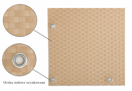 Osłona Balkonowa Mata Technorattan krem oczkowana na wymiar + opsaki